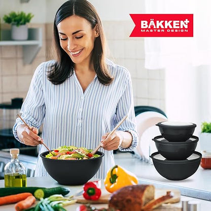 Bakken Master 12 Piece Plastic Nesting Bowls with Lids - Mixing Bowls Set includes 6 Prep Bowls and 6 Lids, BPA-Free, Reusable Meal Prep Containers, Microwave, Freezer & Dishwasher Safe, Gray - Image 9