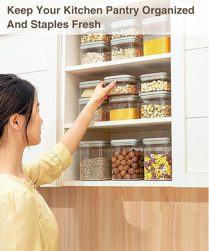 Melovom 8 Pcs Pop Food Storage Containers Airtight Food Storage Containers Set with Lids Kitchen Pantry Organization and Storage, 3.4Qt, 2.8Qt, 2.1Qt, 1.2Qt - Image 3