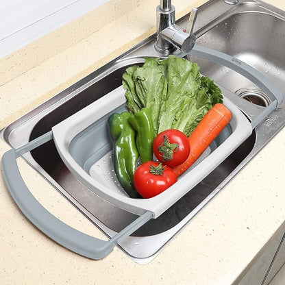 Qimh Collapsible Colander | Over The Sink Silicone Kitchen Strainers and Colanders with Extendable Handles | Veggies, Fruit and Pasta Foldable Strainer for Kitchen, 6-Quart, BPA Free - Image 6