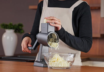 Zyliss Gourmet Drum Grater - Multipurpose Kitchen Grater for Vegetables, Hard Cheeses, Nutes, Fruits & Chocolates - Simplify Healthy Meal Prep - Shredder for Countertop Use - Single