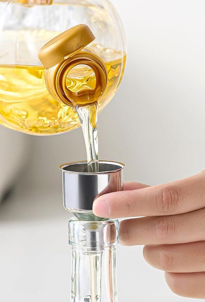 4 Pcs Olive Oil Dispenser Bottle for Kitchen, 17oz Clear Glass Oil and Vinegar Dispenser Bottle Set with 4 Stainless Steel Spouts and 1 Funnel (Square) - Image 6