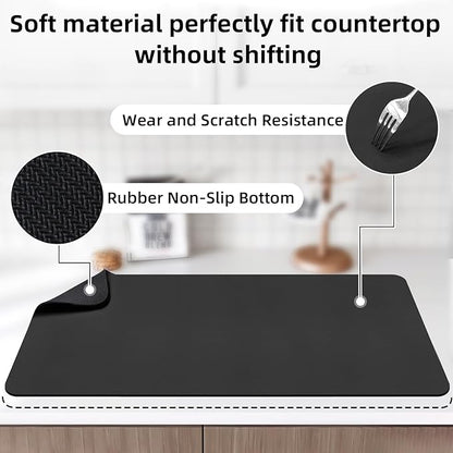 LOPNUR Kitchen Dish Drying Mat, 31.5"x17" Extra Large Dish Drying Mats for Kitchen Counter, Diatomite Coffee Mat Super Absorbent Dish Drying Pad, Heat Resistant Mat with Anti-slip Rubber Backed, Black - Image 4