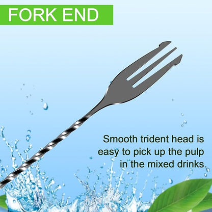BRIOUT 2 Pcs Bar Spoon, 12 Inches Long Handle Drink Stirrer, Stainless Steel Bar Cocktail Mixing Spoons with Double Ended Design for Stirring, Black - Image 5