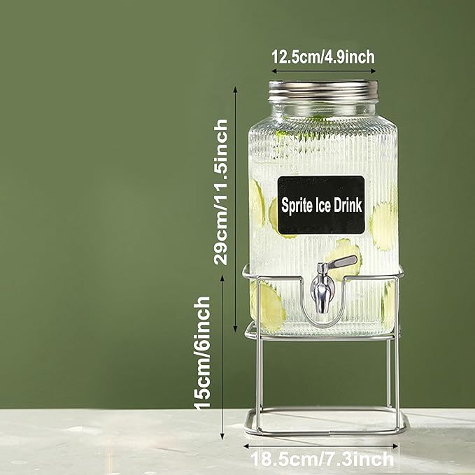 Lulonpon 6L(1.6 Gallon) Glass Drink Dispenser, Beverage Dispenser with Stainless Tap, Glass Water Juice Dispensers with Metal Stand, Water Jug with Tap Perfect for Parties,Weddings,Birthdays - Image 5