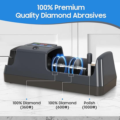 5-in-1 Electric Knife Sharpener for Kitchen Knives, with 100% Diamond Abrasives, 3 Adjustable Speeds, Quickly Sharpening for Straight/Serrated/Kitchen Knives, Scissors - Image 3
