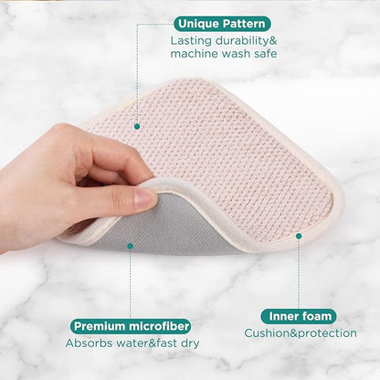 GeeRic Microfiber Dish Drying Mat, Super Absorbent Kitchen Dish Drying Pad for Mother's Day, Reversible Gift Mats for Countertop, 7 * 7 inch Beige - Image 3