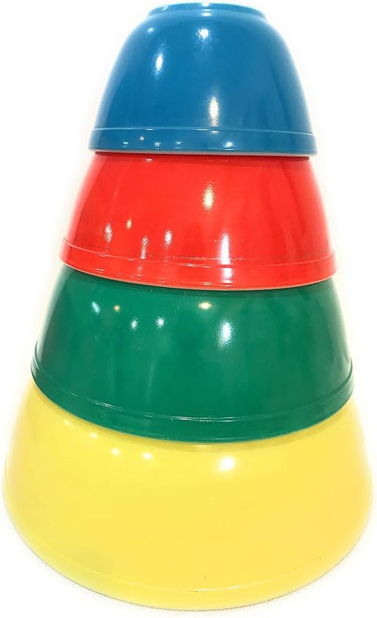 Vintage Pyrex Primary Colors Mixing Bowl Set - Blue, Red, Green, Yellow