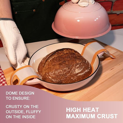 AHJ 6QT Dutch Oven For Bread Baking, Enameled Cast Iron Dutch Oven Pot with Lid, Multi-Functional Bread pan, Sourdough Baking Supplies with Proofing Basket, Cast Iron Bread Oven, Silicone Sling & Gloves. - Image 3