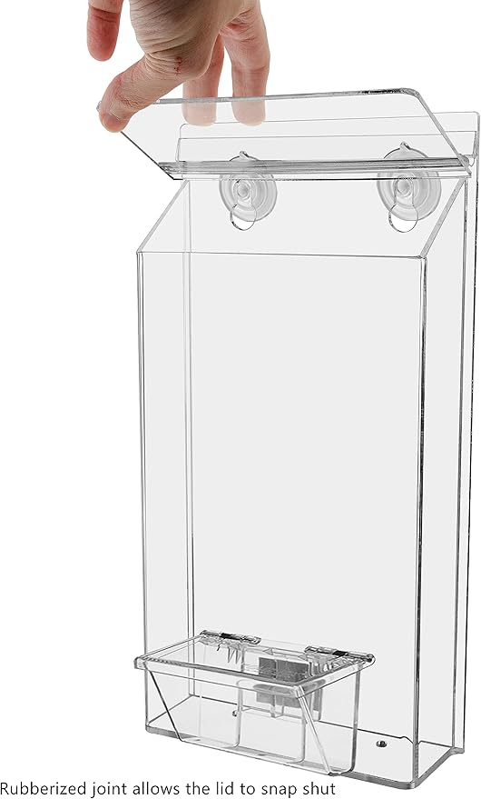 Marketing Holders Suction Cup Outdoor Brochure Holder Holds 6 x 10 Inch Pamphlets and 3.5" x 2" Business Cards Window or Glass Wall Includes Take One Sticker Clear Acrylic Advertisement Box