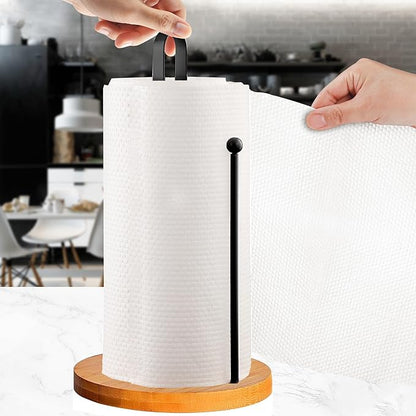 Wood Paper Towel Holder Countertop, TONLEA Kitchen Paper Towel Holder FreeStanding with Non-Slip Base for Kitchen and Bathroom Organization - Image 7