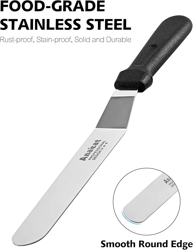 Anaeat Icing Spatula, Professional Cake Angled Offset Spatula with 8" Stainless Steel Blade - Thickened Frosting Knife with Durable Plastic Handle for Cake Decorating, Pastry & Baking - Image 7