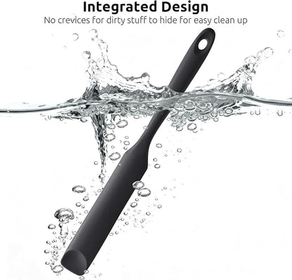 U-Taste Silicone Jar Spatula for Sourdough Starter: Long Skinny Food-Grade Jam Spreader, Sturdy Stirring Stick Bowl Scraper with Flexible Spoon Tip, Mixing Icing Tool, Peanut Butter Knife (Black)