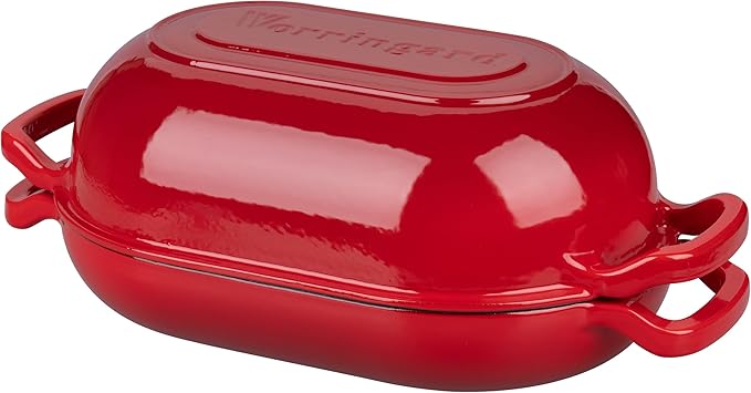 VORRINGARD Enameled Cast Iron Sourdough Bread Oven, Dutch Oven, Loaf Cast Iron Bread Pan for Homemade Bread Baking, Meatloaf Pan with Lid, 5QT, Red - Image 8