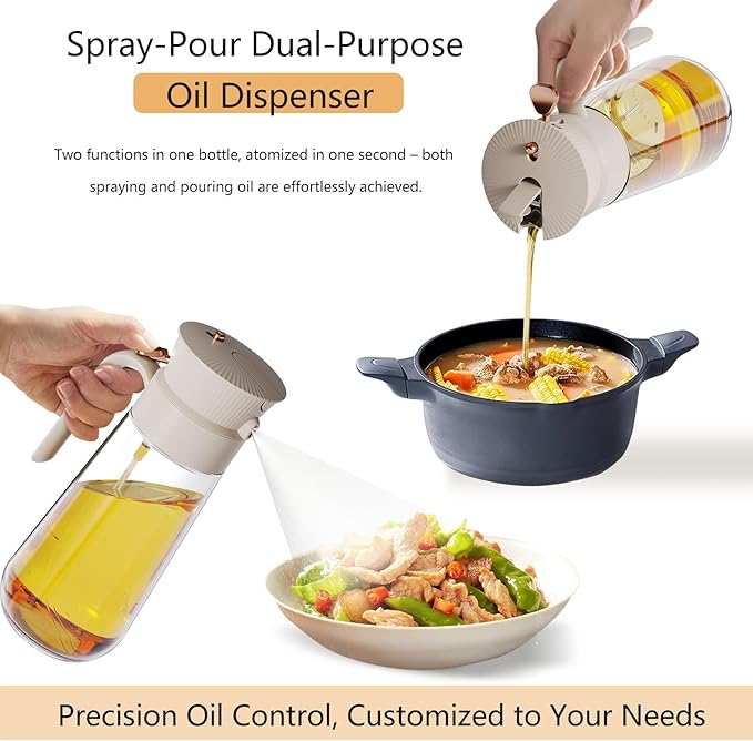 2026 New 19.6oz/580ml Olive Oil Sprayer for Cooking, Leak Glass Olive Oil Dispenser Bottle, 2 in 1 Oil Dispenser and Oil Sprayer, Switch Between Mist & Precision Pour for Air Fryer, BBQ, Salad,Baking - Image 4