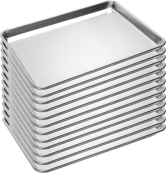 BIEAMA 12 Pack Half Size Baking Sheet Pan Aluminum Commercial Pan for Oven Freezer Bakery Hotel Restaurant 18" × 13" by BIEAMA