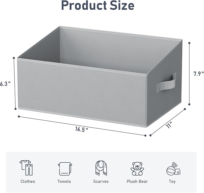DIMJ Closet Storage Bins 8 Pack - Fabric Storage Baskets for Shelves, Large Clothes Organizers with Handles, Trapezoid Shelf Organization Storage Cubes for Purse, Toys, Books, Towel, Clothes - Image 2