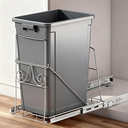 Pull Out Trash Can Under Cabinet: 7–11 Gallons Under Sink Trash Can for Kitchen Requires Min. Cabinet Opening 12"W X 17.5"D X 17.5"H - Cabinet Trash Can Pull Out Kit (Trash Can Not Included)