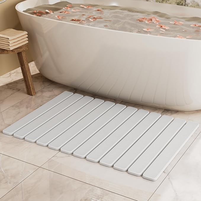 Large Stone Bath Mat 31.5 x 19.7in, Quick Dry Diatomaceous Earth Mats for Bathroom, Super Absorbent Foldable Bath Stone Mat, Non Slip, Dish Drying Mat for Kitchen Counter by SummerKiss