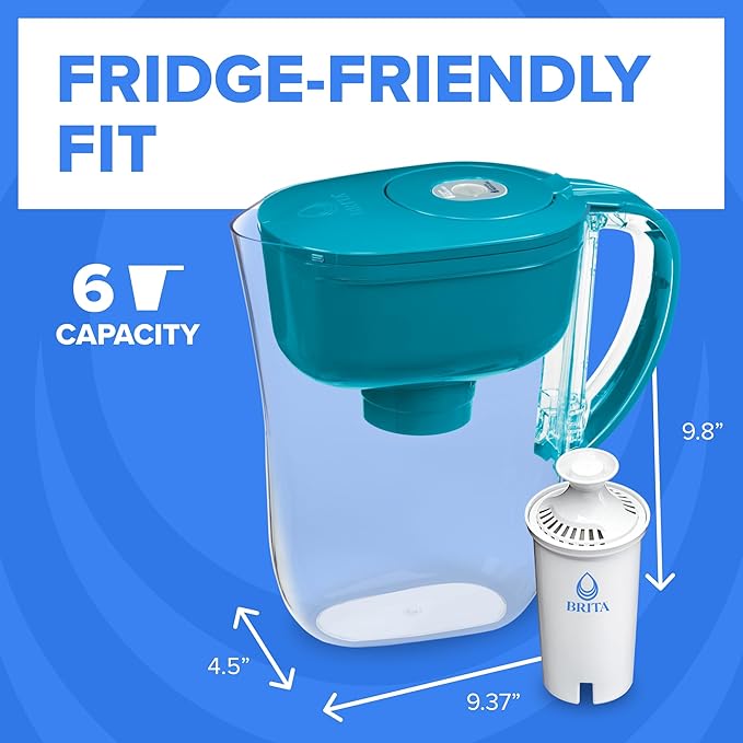 Brita Metro Water Filter Pitcher with SmartLight Change Indicator, BPA-Free, Replaces 1,800 Plastic Water Bottles a Year, Lasts Two Months, Includes 1 Filter, Small - 6-Cup Capacity, Turquoise - Image 7
