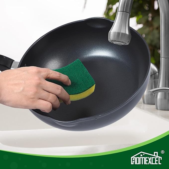 HOMEXCEL Sponges Kitchen 24pcs Heavy Duty for Dishes, Yellow Scrub Cleaning Sponge for Non-Coated Cookware, Dishes, Pots, Pans, Dual Sided Dish Sponge for Kitchen, Household, Bathroom - Image 5