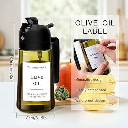 DWTS DANWEITESI Oil Sprayer for Cooking 2pcs,2 in 1 Oil Dispenser and Oil Sprayer Kitchen Gadgets,16oz Dark Green Glass Oil Spray Bottle(Light Blockage),Perfect Kitchen Accessories - Image 6