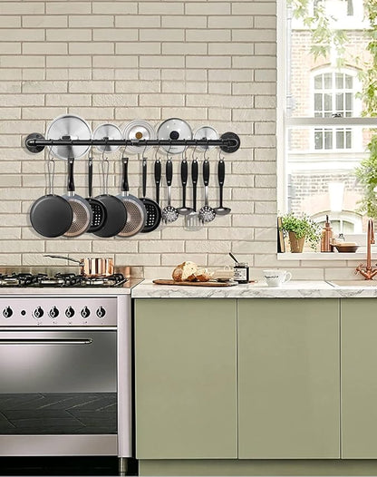 Industrial Pipe Pot Pan Rack 21" (2 Pack), Wall mount Pot hangers Pan Hanging Rail Lid Hanger for kitchen with 10 S Hooks - Image 6