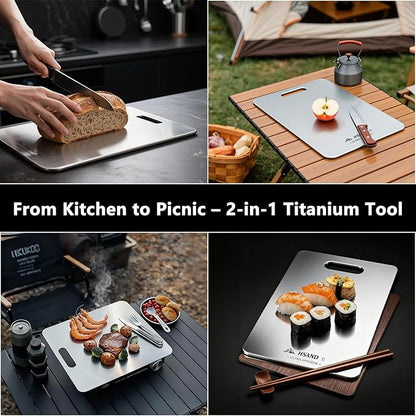 Titanium Cutting Boards for Kitchen, 100% Pure Titanium Cutting Boards, Cutting Board Double Sided Food Grade, Perfect for Sushi, Meat, Vegetables & Meal Prep – Easy To Clean14"x10"