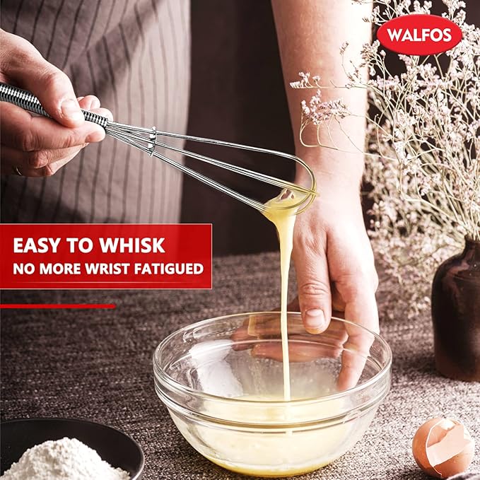 Walfos Mini Whisks Stainless Steel, Small Whisk 2 Pieces, 5in and 7in Tiny Whisk for Whisking, Beating, Blending Ingredients, Mixing Sauces - Image 8