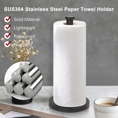 NearMoon Standing Paper Towel Holder, Kitchen Paper Towel Tissue Holder- for Bathroom Countertop, Standard or Jumbo-Sized Roll Paper (with Stainless Steel Base, Matte Black) - Image 3