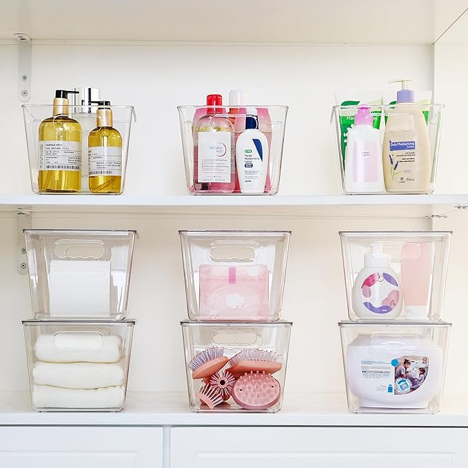 Vtopmart 4 Pack Clear Stackable Storage Bins with Lids, Large Plastic Containers with Handle for Pantry Organizer and Storage,Perfect for Kitchen,Fridge,Cabinet, Closet,Bathroom Organization - Image 6