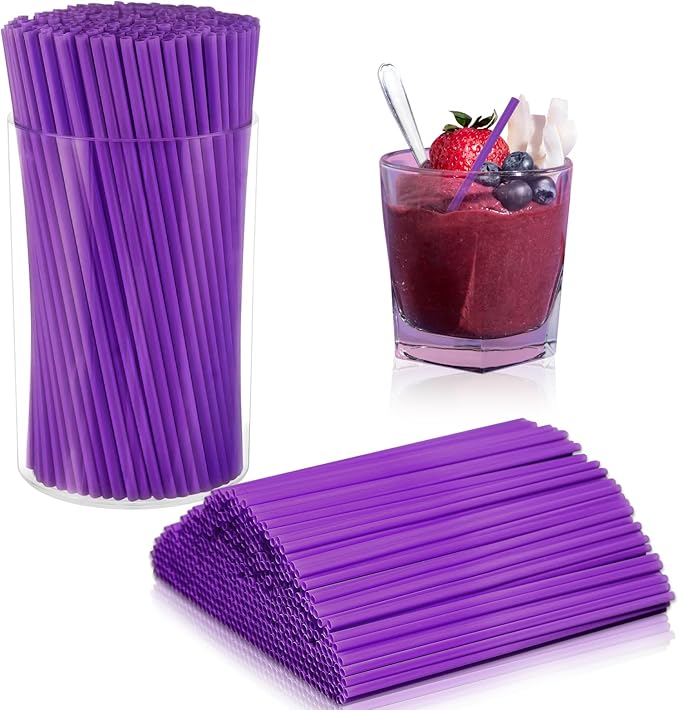 500 Pcs Neon Purple Acrylic Coffee Stirrers Set - Holder, Stir Straws for Milk, Cocktail Drinks - Home, Kitchen, Party Supplies by DLUGOPIS