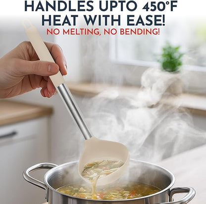 Silicone Kitchen Utensils Set 24 Pieces 450 °F Heat Resistant - Khaki Cooking Utensils-Set for Nonstick Cookware - Silicone Spatulas Set, Stainless Steel Handle & Other Kitchen accessories