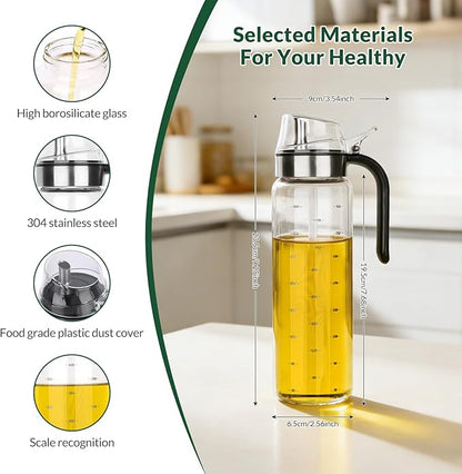 hotder Oil Bottles, Olive Oil Dispenser, Oil Dispenser Bottles, Oil Dispenser, Oil Dispenser Bottle for Kitchen, Glass Oil Bottle 500ml, Easy Refill & Cleaning Non-Drip Spout(500ml 2pcs) - Image 3