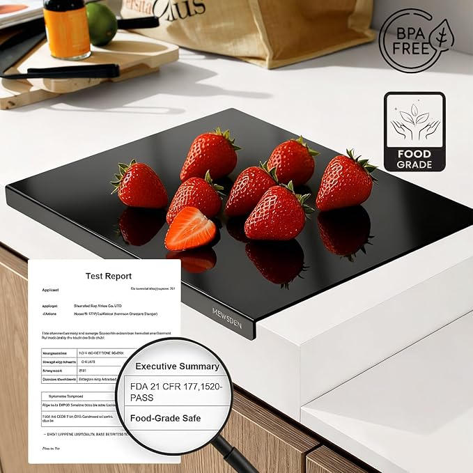 Black Cutting Boards for Kitchen, Acrylic Cutting Board with Counter Lip Countertop Protector, Non-Slip Tablas Para Picar Cocina, Kitchen Decor Apartment Essentials House Warming Gifts(16.1"x12.5") - Image 4