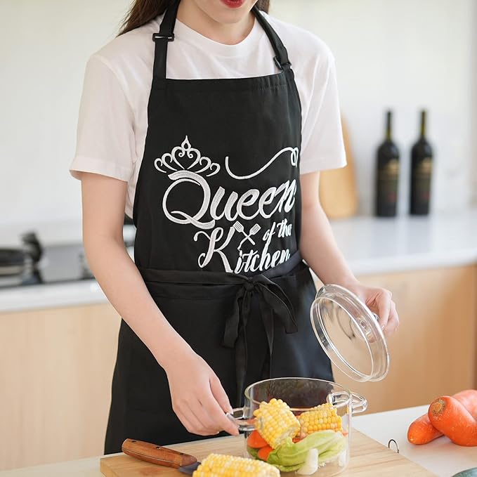 Funny Aprons for Women with Pockets, Kitchen Cooking Grilling Bbq Cute Chef Apron, Mothers Day Birthday Gifts for Women - Image 3