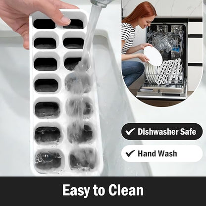 DclobTop Ice Cube Trays for Freezer - 4 Pack Easy to Release Plastic Silicone Ice Tray with Spill-Resistant Lids, Reusable Stackable for Cocktails, Drinks and Coffee, BPA-Free,Black - Image 6