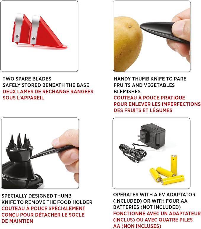 Starfrit Rotato Express Electric Peeler - 2 Spare Blades - Safe & Easy to Use - Effortlessly Peels Vegetables and Fruit - Image 6