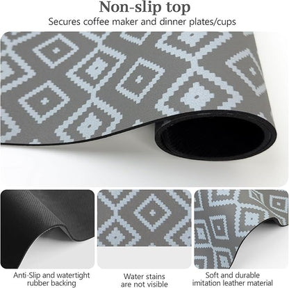 Bloss Dish Drying Mat, 2025 Multiple Usage Coffee Bar Mat, Kitchen Counter Mat, Absorbent Hide Stain Rubber Backed Dish Drying Pad(16.1"x24.1", Gray-White Plaid) - Image 6
