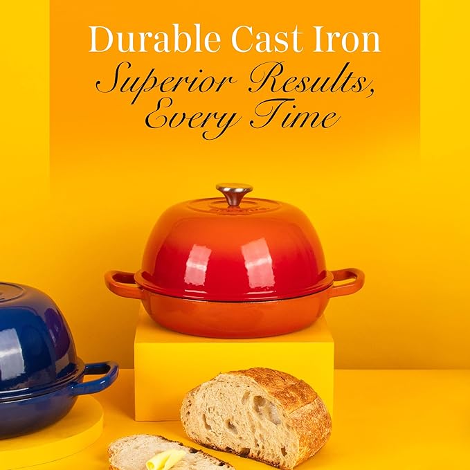 Enamelled Cast Iron Dutch Oven Pot – Dutch Oven For Sourdough Bread Baking – Cast Iron Bread Pot – Orange, 6 Quarts, 26cm – by Nuovva - Image 8