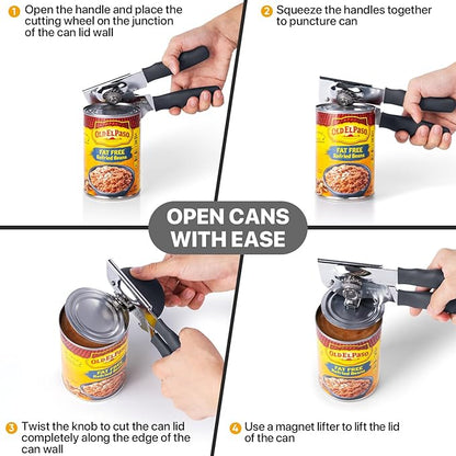 Can Opener Manual Heavy Duty, UHIYEE Hand Held Can Openers for Seniors with Comfort Grip Sharp Blade, Solid Steel Hand Manual Can Open with Magnet for Kitchen Camping, Gray - Image 7