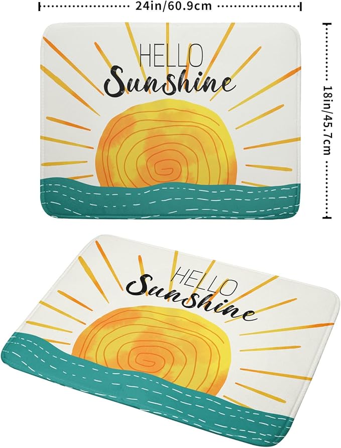 Summer Seaside Sunset over Sea Dish Drying Mat for Kitchen Counter,Hello Sunshine Drying Mat 18 x 24 Inch with Absorbent Reversible Microfiber Drying Pad for Coffee Bar - Image 2