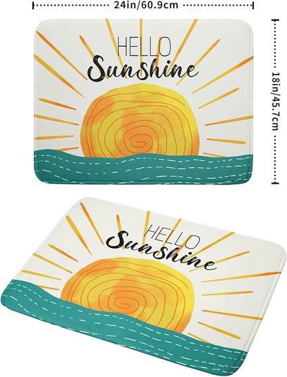 Summer Seaside Sunset over Sea Dish Drying Mat for Kitchen Counter,Hello Sunshine Drying Mat 18 x 24 Inch with Absorbent Reversible Microfiber Drying Pad for Coffee Bar - Image 2