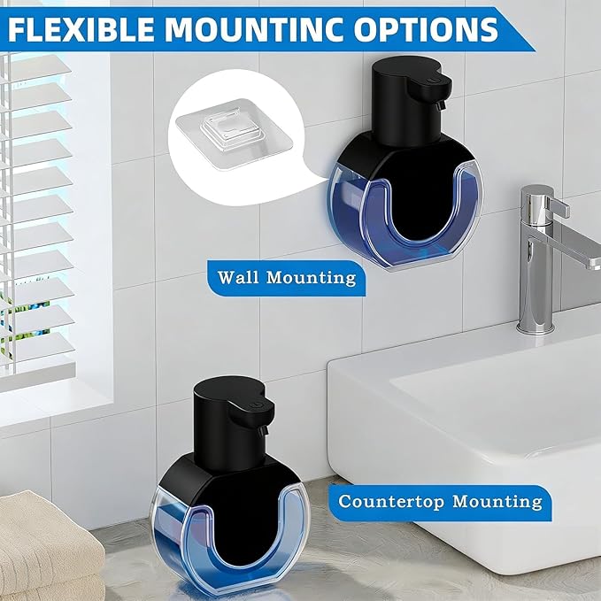 2Pack Automatic Soap Dispenser Touchless, Rechargeable Foaming Soap Dispenser,15oz/420ml Smart Hand Soap Dispensers,4-Level Adjustable,Wall Mount for Bathroom Kitchen Dish Soap,Hands-Free,Black - Image 5
