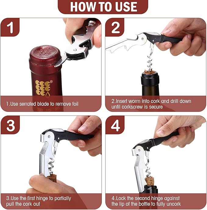 Honoson Wine Keys Opener Travel Wine bottle Opener Waiter Beer Bartender for Home Office Kitchen Restaurant Bar Applications (Black,150 Pcs) - Image 4