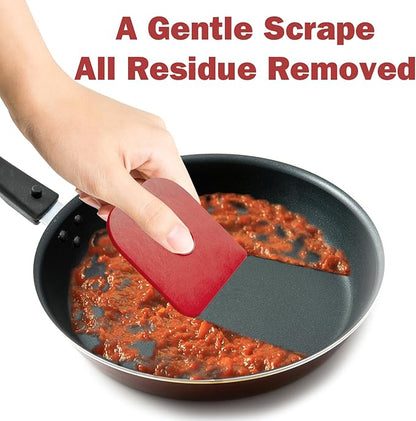 Pan Scraper, 5 Pcs Pot Scraper Plastic, Pot Scraper Non Scratch for Cast Iron, Pot and Pan Cleaning, Sturdy Scraper Kitchen Tool, Red - Image 4