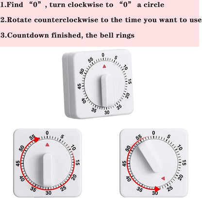 Weewooday 2 Pieces 60 Minute Visual Kitchen Timer Hour Mini Countdown Mechanical Timer Loud Voice for Kitchen, Homework, Exercise - Image 5