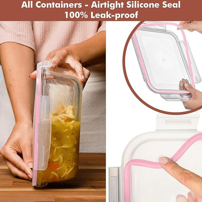 Razab 4 PC 1860ml / 63 Oz / 8 Cups Large Glass Food Storage Containers with Lids - Glass Meal Prep Containers for Roasting & Storing Leftover, Lunch Container with Lids, Microwave & Oven Safe - Image 4
