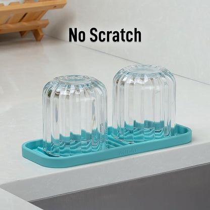 Zulay Kitchen (9x3.5) Silicone Sponge Holder for Kitchen Sink - Flexible Multipurpose Soap Tray Sponge Holder - Sink Organizer Tray for, Bathroom, Makeup, Trinkets & More (Aqua Sky) - Image 7