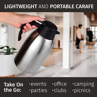 Thermal Coffee Carafe 2L / 68 oz – Updated 2025 Model – Insulated Stainless Steel Coffee Dispenser for Hot & Cold Drinks – 24h Cold / 12h Hot – Coffee Urn & Tea Carafe with Cleaning Brush by Cresimo - Image 9