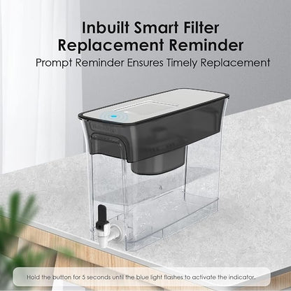 Waterdrop 35-Cup Slim Water Filter Dispenser, Large Capacity Water Filter Pitcher, 200-Gallon Long-Life, 5X Lifetime, Reduces Chlorine, PFOA/PFOS and More, BPA Free, Black (with 3 Filters) - Image 6